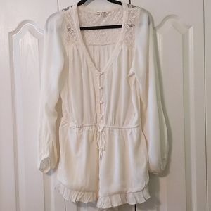 Billabong Cream Lace-Trimmed Romper